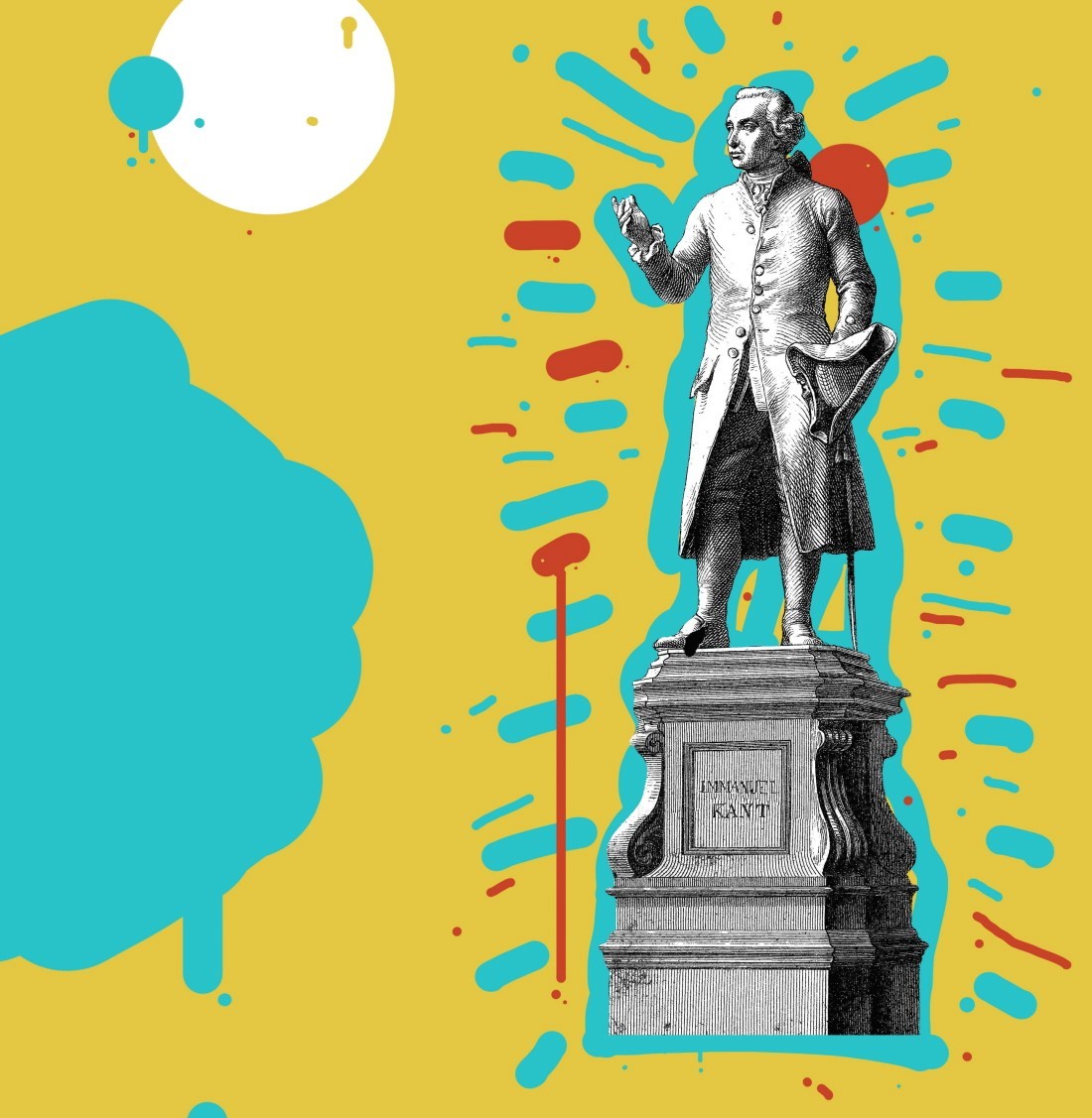 buntes Plakat mit Denkmal von Immanuel Kant