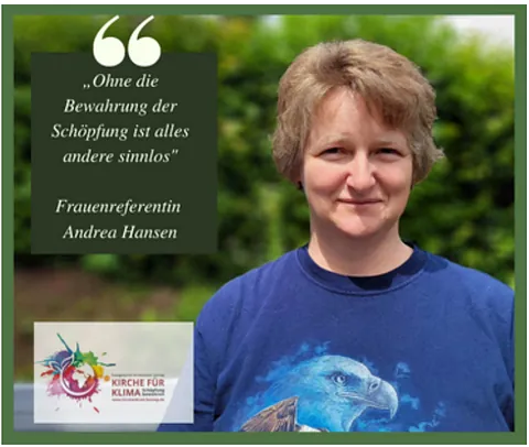 Porträt einer Frau mit einem Zitat und einem Logo.